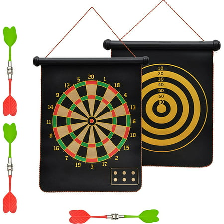 Magnetic Dart Board for Kids - Outdoor and Indoor Dart Board Game - Double Sided Magnetic Dartboard with 6 Safety Magnet Darts