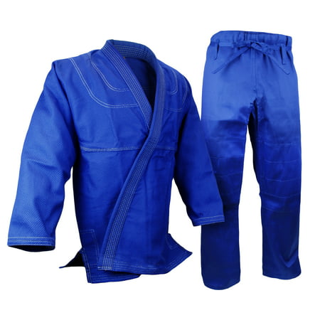 BJJ Gi Kimono, Single Weave 100% cotton Preshrunk, Jiu Jitsu Uniform Blue Gi