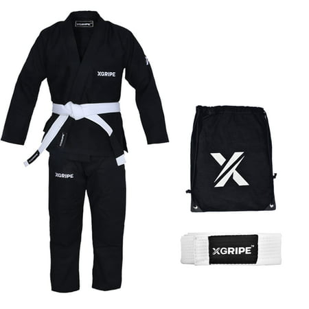 XGRIPE Jiu Jitsu Gi BJJ Gi for Men Grappling gi Uniform Kimonos Ultra Light, Preshrunk, with Free Belt & Bag (A1, Black)