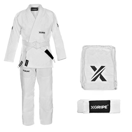 XGRIPE Jiu Jitsu Gi BJJ Gi for Men Grappling gi Uniform Kimonos Ultra Light, Preshrunk, with Free Belt & Bag (A0, White)